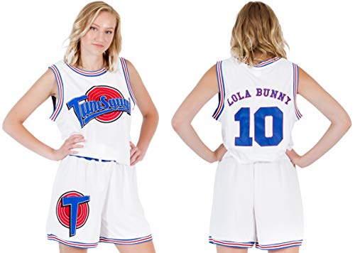 FREEZE Space Jam Tune Squad Logo Lola Bunny #10 White Basketball Jersey (Adult Medium)