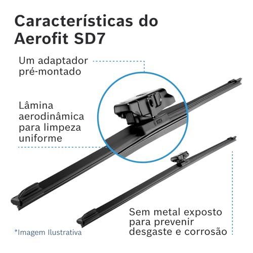 Bosch Jogo de Palhetas Dianteiras Aerofit SD7 para Limpadores de Para-brisa (Gol (flat blade) 2013->