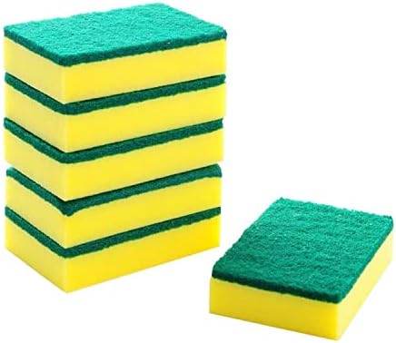 HOMESmith - Large Heavy Duty Scrub Sponge - Dual Sided Dish Washing & Cleaning Scourer - Absorbent, Non-Scratch, Reusable - Pack of 6