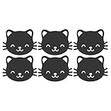 Posavasos de Metal 6 Piezas, Forma de Animal de Dibujos Animados, Aislamiento Térmico, Antideslizante y Antiescaldado - Diseño Divertido, Material Duradero, Ideal para Hogar y (Estilo Gato)