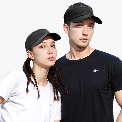 Image of Sukeen 2 Pack Sports Sun Visor Women Men Lightweight Packable Stretchy Visor Hat for Golf, Tennis, Running