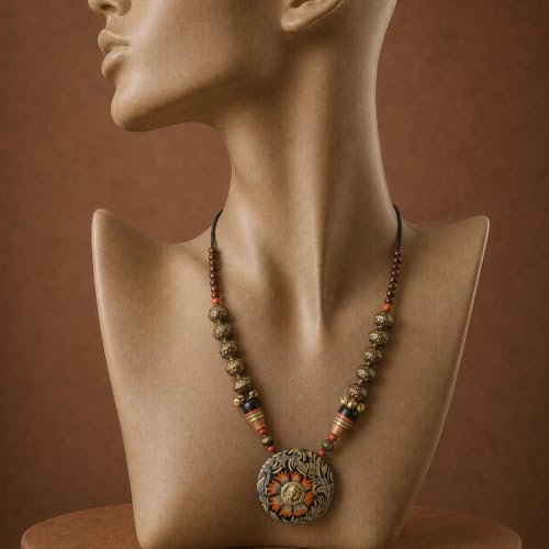 Image of Handcrafted Tribal Dhokra & Floral Charm Necklace Collection | Artisan Brass, Glass & Contemporary Statement Necklaces for Women | Ethnic, Elegant & Artistic Jewelry