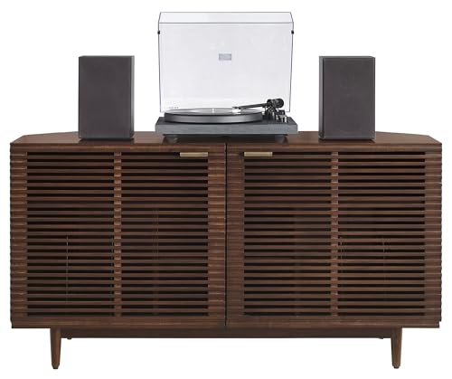 Crosley Furniture Cameron Corner Record Player Cabinet Turntable Stand, Storage for up to 230 Vinyl Records, Brown