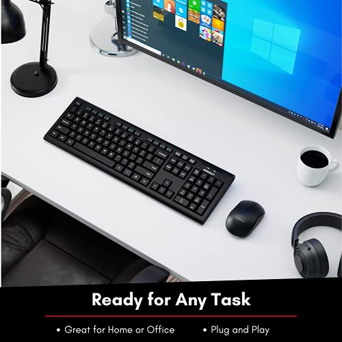 Macally Wireless Keyboard and Mouse Combo, 2.4G Full Size Wireless Mouse and Keyboard Combo for PC, Desktop, Laptop, Notebook, ChromeBook - Ultra Slim Cordless Computer Keyboard Mouse Set