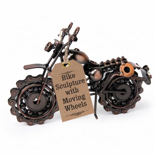 Vintage Metal Motorbike Ornament Bronze Retro Bike Sculpture Gift For Him