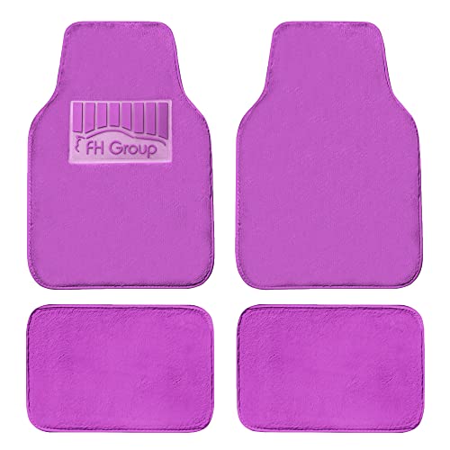 Image of FH Group Universal Fit Full Set Doe16 Faux Rabbit Fur Automotive Floor Mats fits most Cars, SUVs, Trucks and Vans Purple