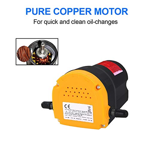 Oil Change Pump Extractor for Boat,Tubes,Truck, RV,ATV, Riding Mowe,12V 60W Marine Oil Change Pump and Electric Oil Pump with 2 Durable Anti-corrosion Rubber Hoses,4 Hose hoops Included to Secure Hose