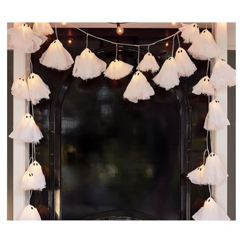 6.5 FT Halloween Decoration - Light Up Ghost Garland-Battery Power