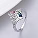 KHOBGLU Bague Femme Bague en Argent Bijoux À La Mode Pierres Précieuses Arc en Ciel Ventilateur en Forme D'Anneaux Cadeau De Fête 6 Argent