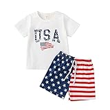Tinypainter Toddler Boy 4th of July Outfit Short Sleeve T-shirt Top+American Flag Shorts Baby Boy In