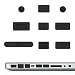 Produktbild kwmobile 9x Staubschutz Set für Apple MacBook Pro 13" 15" (ohne Retina) - Stöpsel Stecker Dust Plug Staubstecker in Schwarz