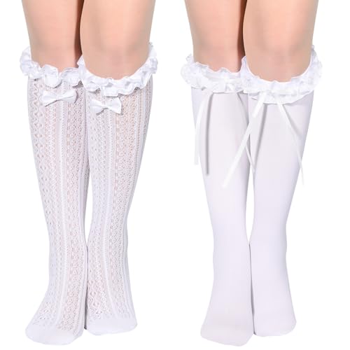 JcHrmers 2 Pairs Oktoberfest Socks Women Long Socks with Bows