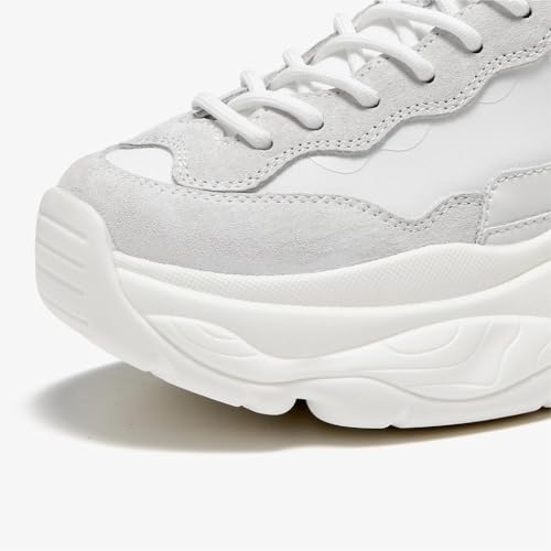 Image of BEAU TODAY Womens Chunky Sneakers, Walking Shoes for Women, Lace up Comfortable Platform Fashion Dad Sneakers Off White US Size 5