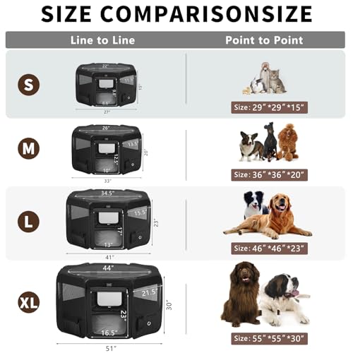 DONORO Dog Playpen Portable Pet Play Pens for Small Dog/Cat/Rabbit/Chicks, Cat Playpen Indoor/Outdoor with Carring Case, Removable Zipper Top and Bottom (Black, Small (29"x29"x15"), 8) - Image 6