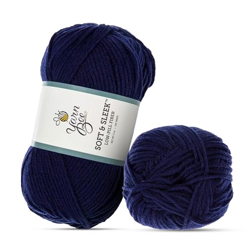 Image of Hobby Lobby Yarn Bee Soft & Sleek Yarn, 100% Low Pill Acrylic, Crocheting & Knitting (Navy)