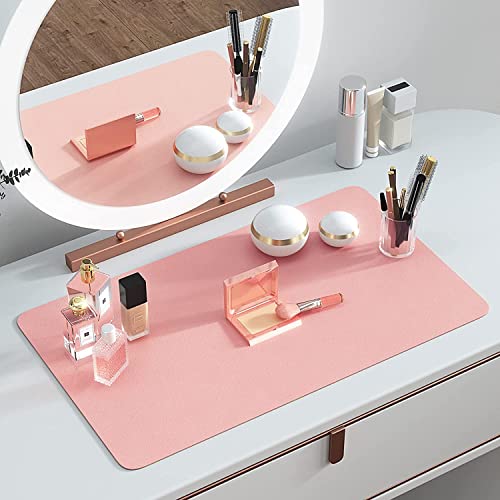 Makeup Mat for Vanity Top Protector, Cover Work Table Waterproof, Oilproof Dustproof Smooth and Soft, Pink 23.6