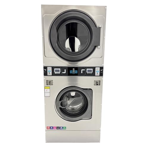 Eqcotwea Commercial Coin Operated Stackable Washer Dryer Combo 26.4lb12kg Cap...