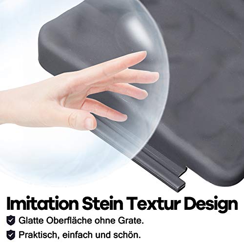 VA-Cerulean Rasenkante Kunstoff, Flexibler Steinoptik Beeteinfassung 5M, PP Beetumrandungen mähkante, Palisade für Blumen Gartenzaun decorativ, L25xH23cm, 20 Stücke, Anthrazit