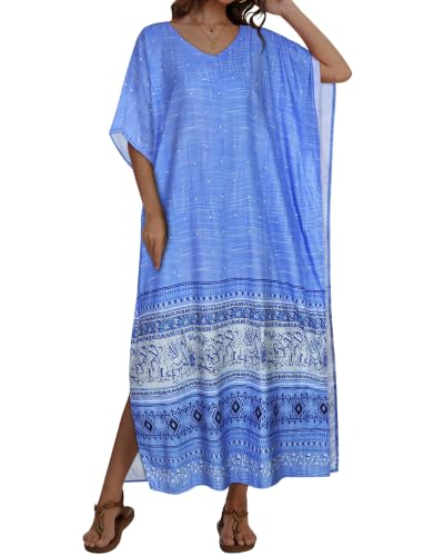 Image of Kaftan Dresses for Women V Neck Caftan Batwing Sleeve Swimsuit Cover Up