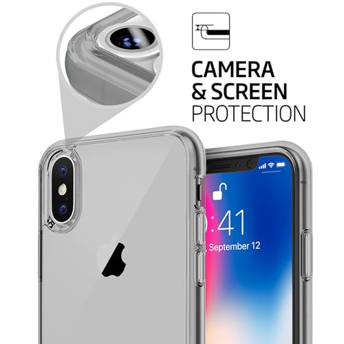 Image of TENOC Phone Case Compatible with iPhone X & iPhone Xs, Gray Case Clear Shockproof Protective Bumper Slim Cover for 5.8 Inch