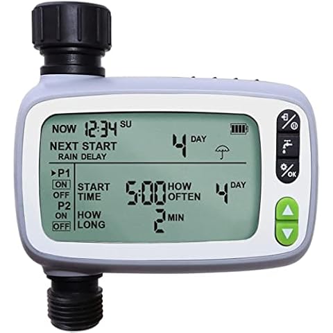 Yardeen Water Timer with 2 Individual Programmable Garden Outdoor Hose Single Outlet Watering Timer Digital Irrigation System Controller Large LCD Screen Display for Lawn Cover