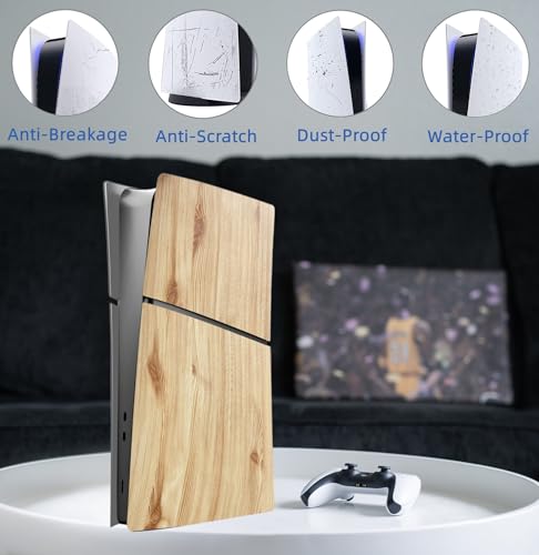 Image of Slim Digital Edition Cover Plates for New PS5 Slim Console, Shell Panels Compatible with New PlayStation 5 Slim Accessories Protective Replacement Faceplate (Wood Grain)