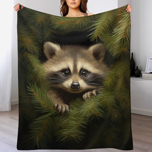 Couverture jeté flannel raton laveur 100x130cm pour canapé