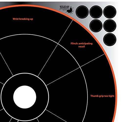 Ez-Aim Reflective Adhesive Splash Shooting Target By Allen, Splatterburst Targets - Bullseye, Handgun Trainer, Sight Grid, Human Silhouette, Aiming Dots, Black #TOP3