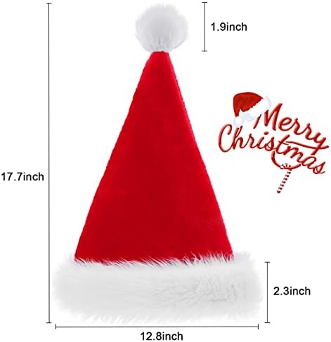TCJJ Christmas Hat,Santa Hat Adults Holiday Christmas hat Unisex Velvet Cozy Christmas Hat For New Year's Holiday Party Supplies (Red and White)