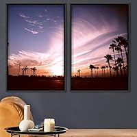2 Piece Framed Canvas Wall Art Palm Tree Canvas Prints Home Artwork Decoration for Living Room,Bedroom - 16