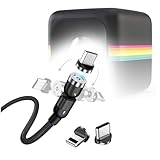 BoxWave Cavo Compatibile con Polaroid Cube Act II - MagnetoSnap AllCharge Cavo, Magnete Cavo di Ricarica USB Type-C Micro USB - Jet Black