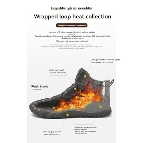 Winter Snow Boots for Women & Men | Minimalist Winter Snow Boots Barefoot | Warm Ankle Booties | Zero Drop Sole | Wide Toe Box | Slip on Sneakers | Waterproof Fur Lining Warm Snow Ankle Boots4