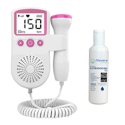 Image of Fetal Doppler with Speaker, Companion with 50-230M Measuring Hz, LCD Display, and Pocket Size Convenience in Pink (with Gel)