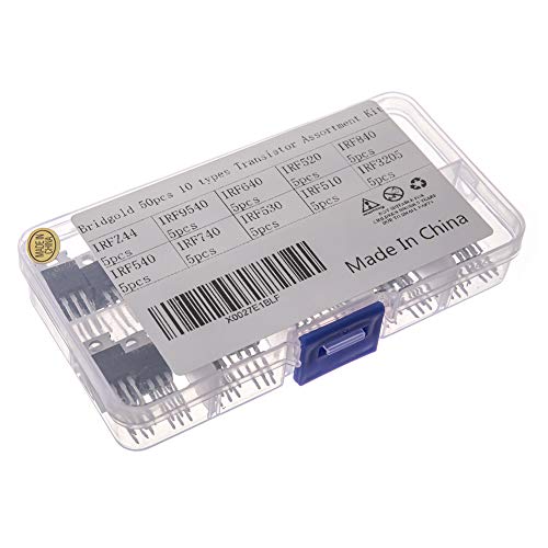 Bridgold 50Pcs 10Types Irf Series Mosfet Transistors Assortment Kit, Including Irfz44 Irf510 Irf520 Irf530 Irf540 Irf640 Irf740 Irf840 Irf3205 Irf9540 Package #TOP1
