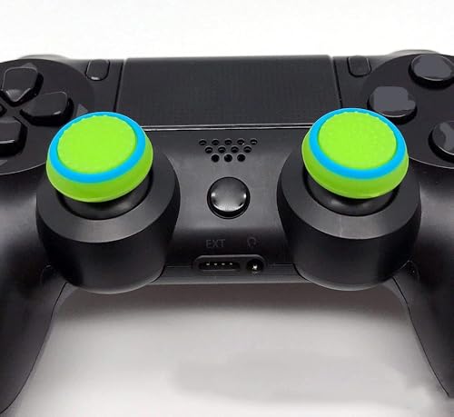 Image of 4PCS Silicone Thumb Stick Joystick Analog Grip Thumbsticks Cap Cover Case for PS4 PS3 PS2 Xbox One Xbox 360 WiiU NS Pro Controller (Green-Blue)