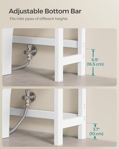 SONGMICS Over The Toilet Storage, 4-Tier Over Toilet Bathroom Organizer with Adjustable Shelves, 10.2 x 24.8 x 72.8 Inches, Space-Saving, Cloud White UBTS041W01 - Image 6