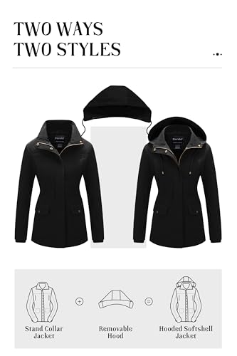 Pursky Women's Cotton Anorak Jacket Lightweight Casual Military Jackets Safari Utility Coats With Removable Hood4