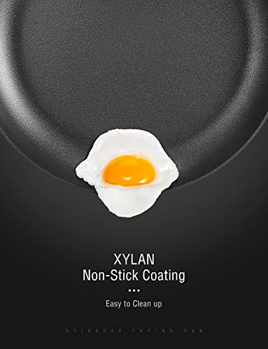 Deik Non Stick Pans for Cooking ,Nonstick Frying Pan with Xylan Safe Surface,Lightweight Induction Skillet for Home,Dishwasher Safe,PFOA free (12 Inch)-Black