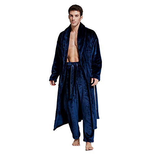 7 VEILS Men and Women 2 Piece Plush Fleece Robe and Pant Pajamas Set