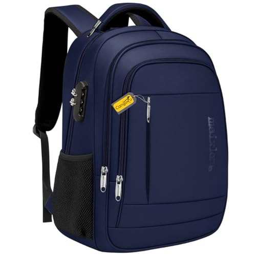 Mochila Bolsa Masculina Feminina Reforçada Semi Impermeavel Resistente Cabo de Aço Notebook Escolar Faculdade Viagem Trabalho Saída usb Cadeado na lateral e Bolso Antifurto nas Costas (Azul)