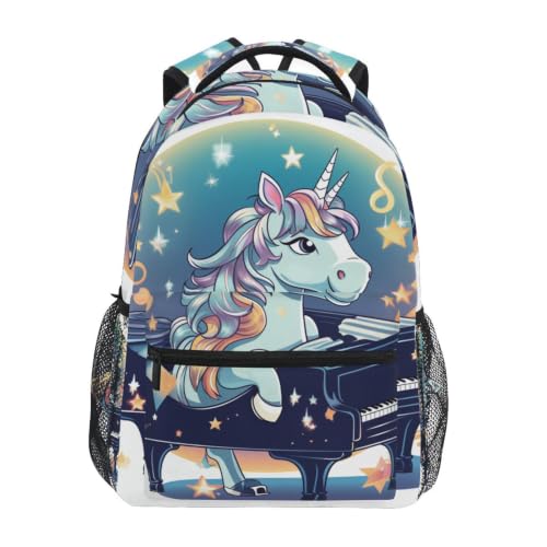 Sac de rentrée scolaire motif licorne et piano pour fillette