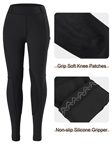 Santiny Girls Horse Riding Pants With Zipper Pockets Kids Stretchy Equestrian Breeches Knee-Patch Youth Schooling Tights thumb #3