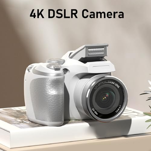 Cámara DSLR profesional 4K 60MP zoom óptico 12x flash blanco miniatura 7