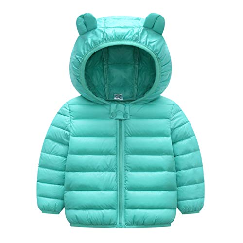 Hileelang HLADC1905-80-LIGHTGREEN Toddler Baby Girl Winter Puffer Jacket Coat Hooded Light Weight Padded Outwear Light Green 12-18 M cover