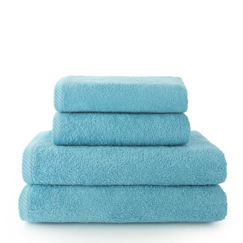 Top Towel - Combo - Lot de 2 Serviettes de Toilette et 2 Serviettes de Bain ou Douche - 100% Coton -...