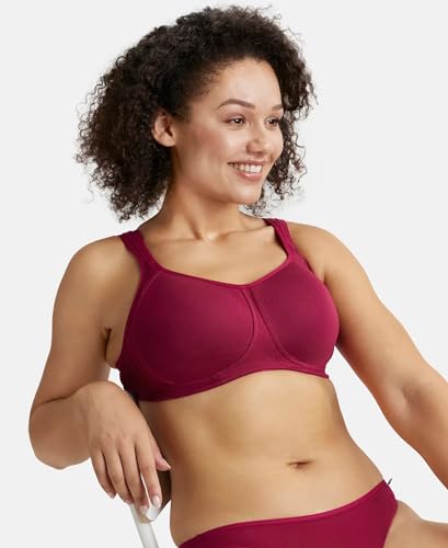 Image of Jockey FE78 Women Wirefree Padded Super Combed Cotton Elastane Stretch Full Coverage Plus Size Bra with Broad Cushioned Fabric Strap