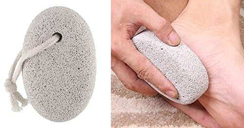 Image of Pumice Stone 2 Pcs, Natural Lave Pumice Stone for Feet /Hand, Small Callus Remover /Foot Scrubber Stone for Men /Women - Multicolor (owal)