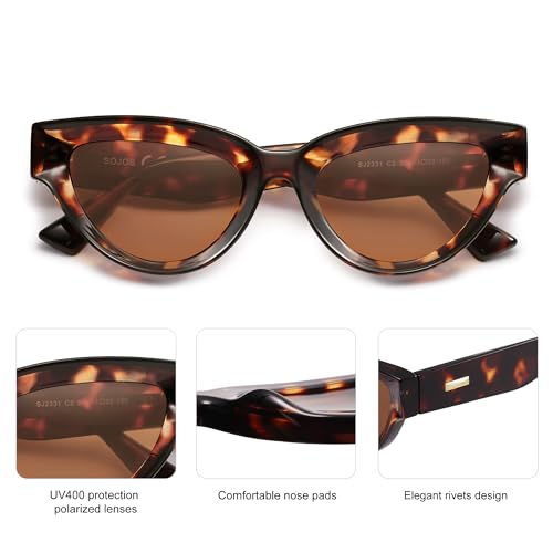 SOJOS Retro Polarized Cat Eye Sunglasses Womens Vintage Shades Trendy Stylish Sunnies SJ2331A4