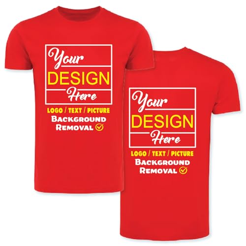 Personalized Image/Text for Your Company/Wedding/Greetings with Digital Printing | Unisex Adult | Custom T-Shirt Red