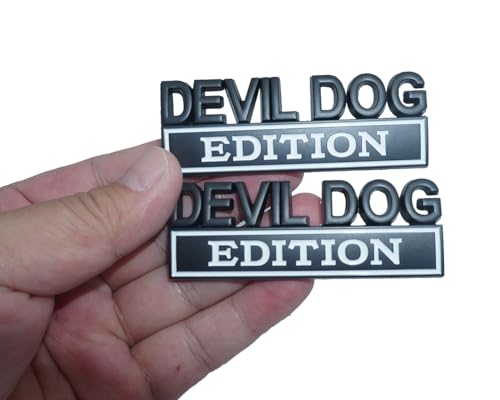 Image of Pair Set Devil Dog Edition Bumper Letters 3D Decal Emblems Badge Replacement for Universal Car, Truck, Rv, Boat (Black White)